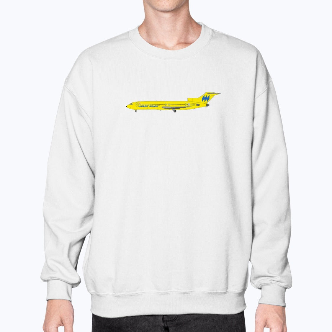 Hughes Airwest B727 Unisex Sweatshirt - White - Model