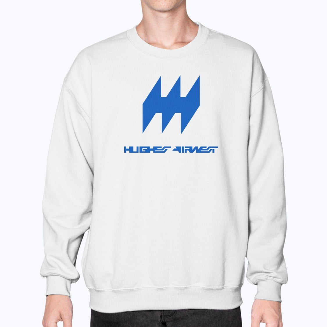 Hughes Airwest Unisex Sweatshirt - White - Model