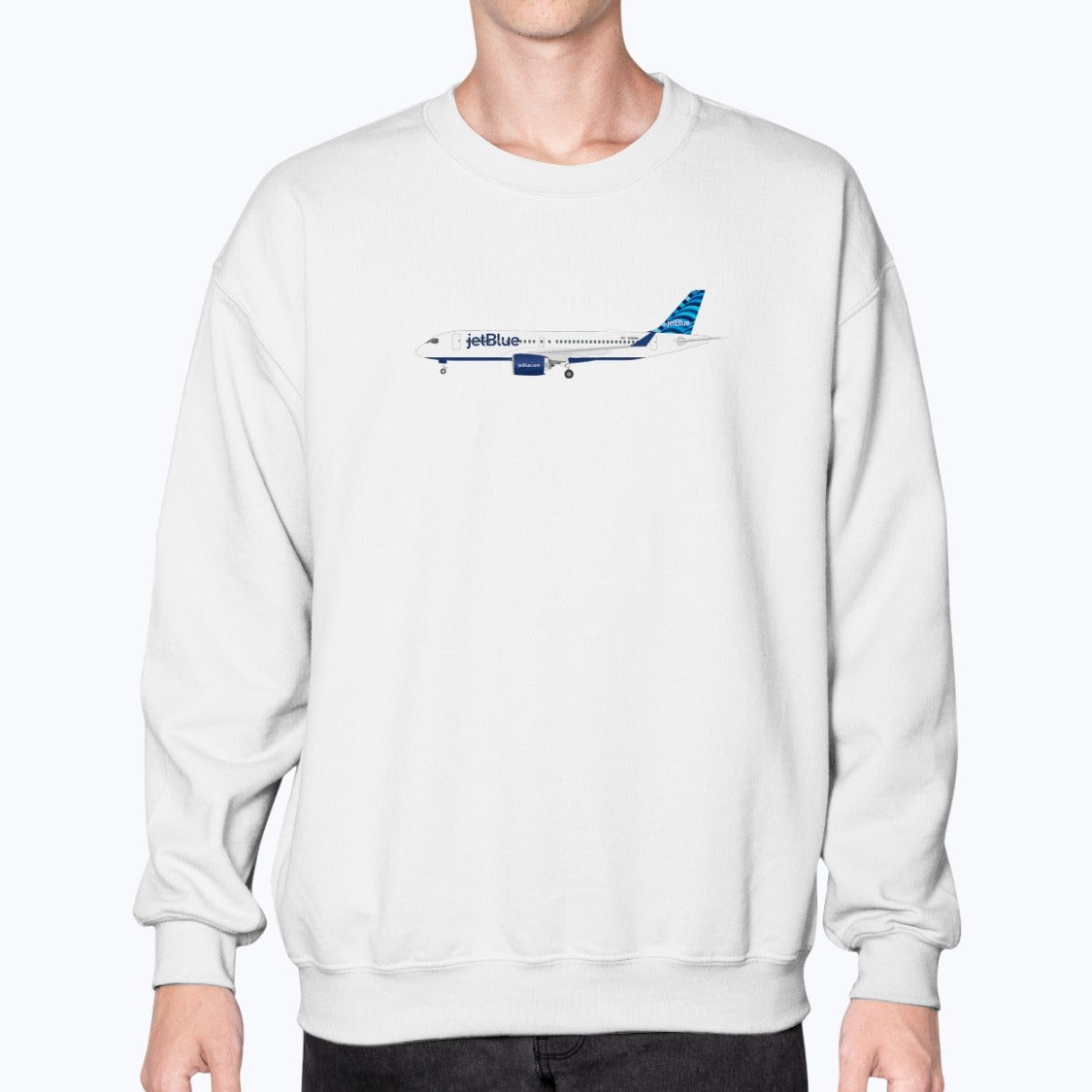 JetBlue A220 Unisex Sweatshirt - White - Model