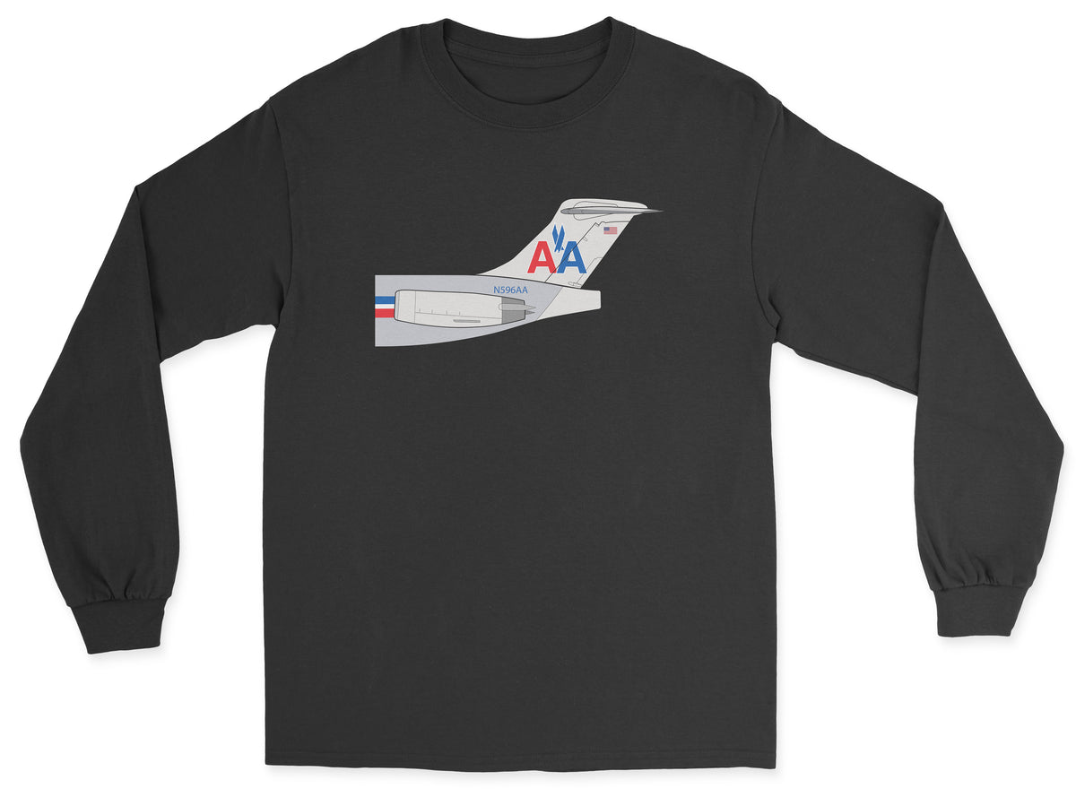 American Airlines Mcdonnell Douglas MD-80 Tail Section Unisex Long Sleeve T-Shirt - Black