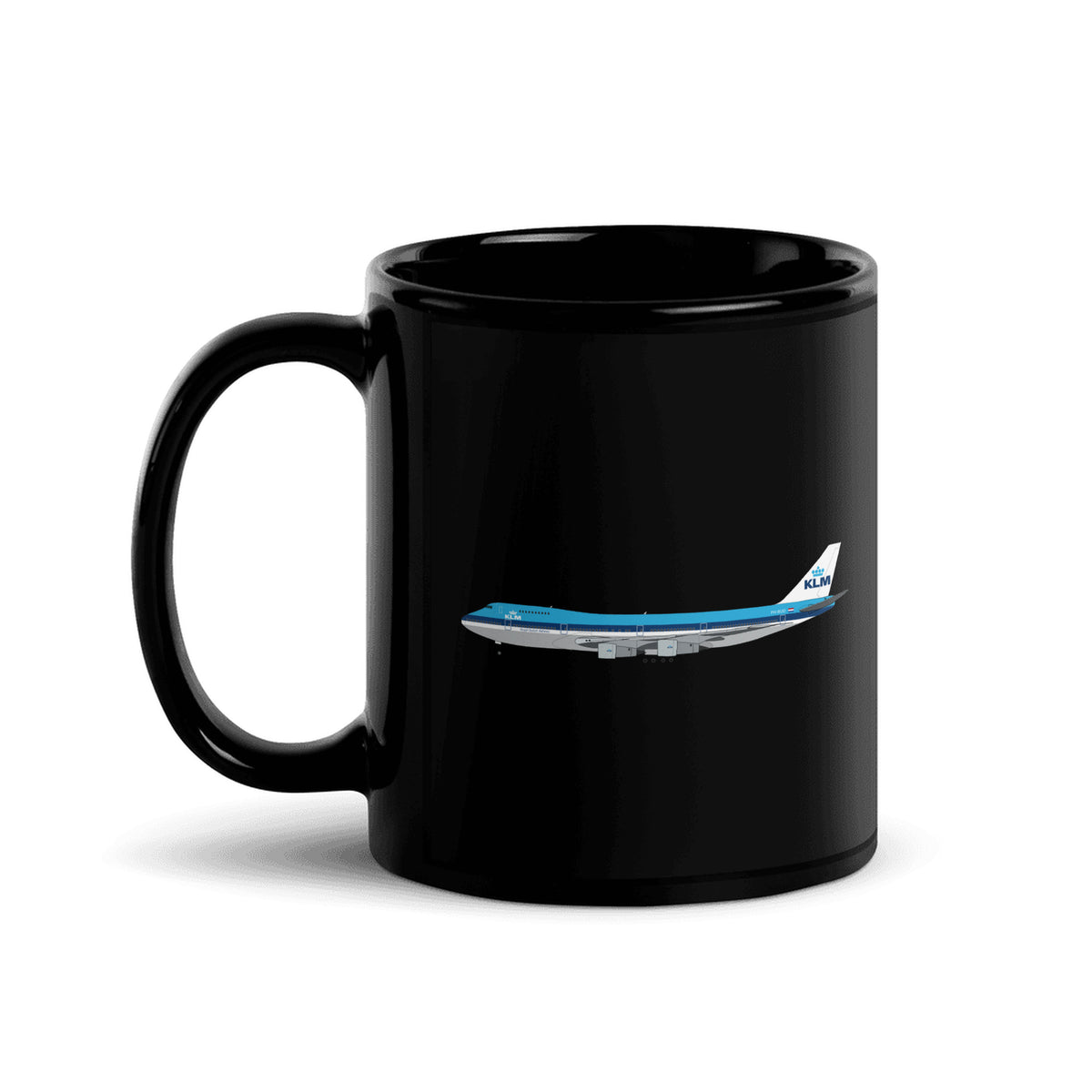 KLM Royal Dutch Airlines B747-200 Coffee Mug - Black - 11 oz - Right