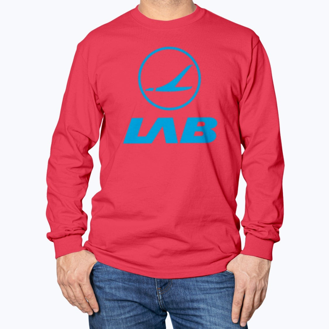 Lloyd Aereo Boliviano Unisex Long Sleeve T-Shirt - Red - Model