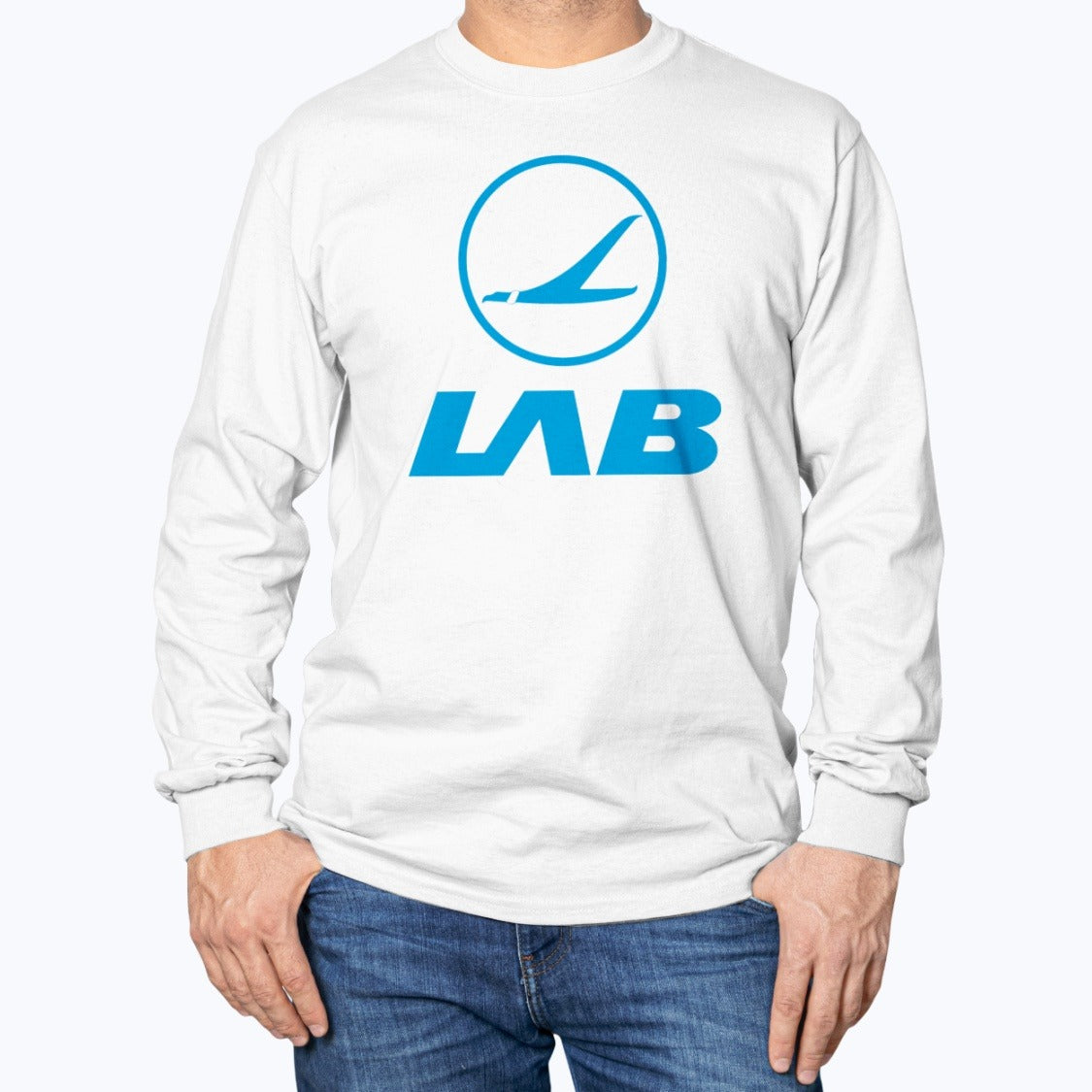 Lloyd Aereo Boliviano Unisex Long Sleeve T-Shirt - White - Model
