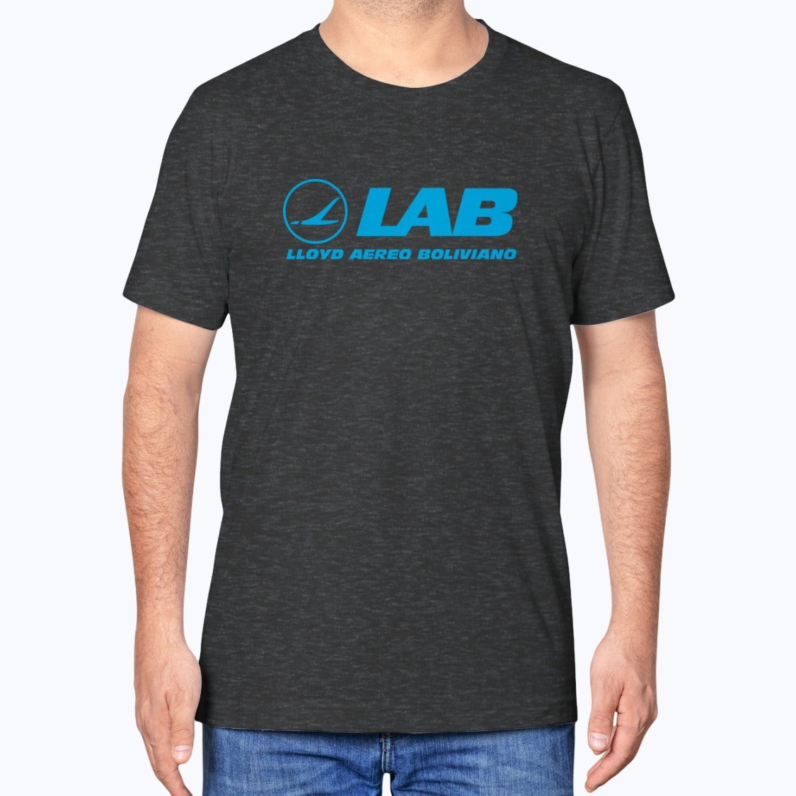 Lloyd Aereo Boliviano Unisex T-Shirt - Dark Grey Heather - Model