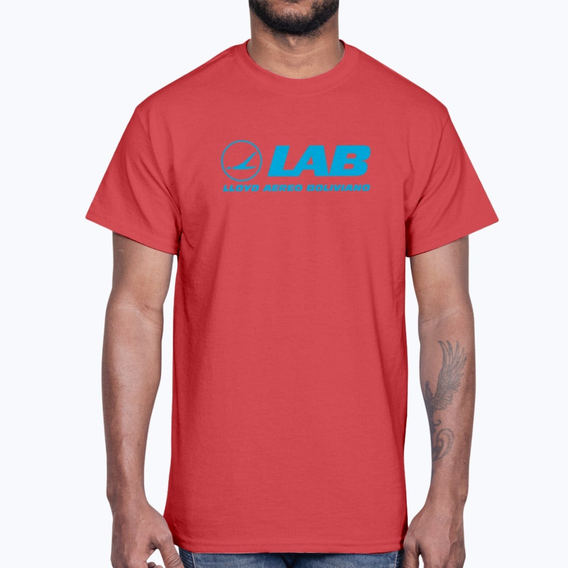 Lloyd Aereo Boliviano Unisex T-Shirt - Red - Model