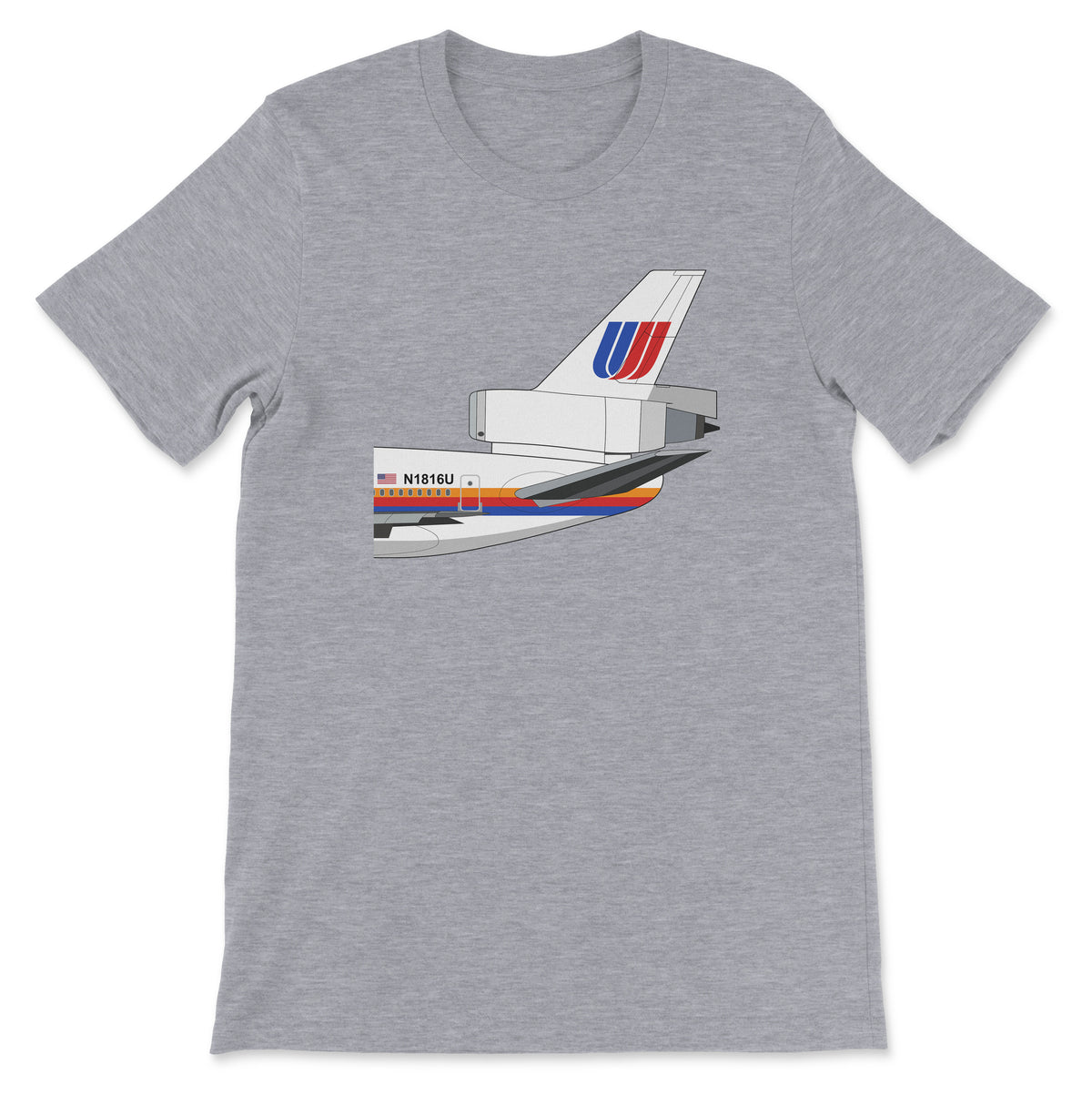 United Airlines Mcdonnell Douglas DC-10 Tail Section Unisex T-Shirt - Athletic Heather