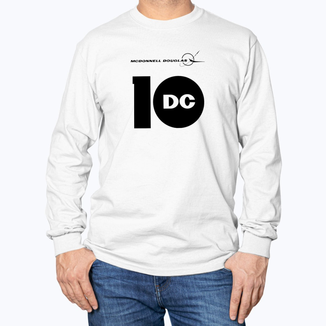 McDonnell Douglas DC-10 Unisex Long Sleeve T-Shirt - White - Model