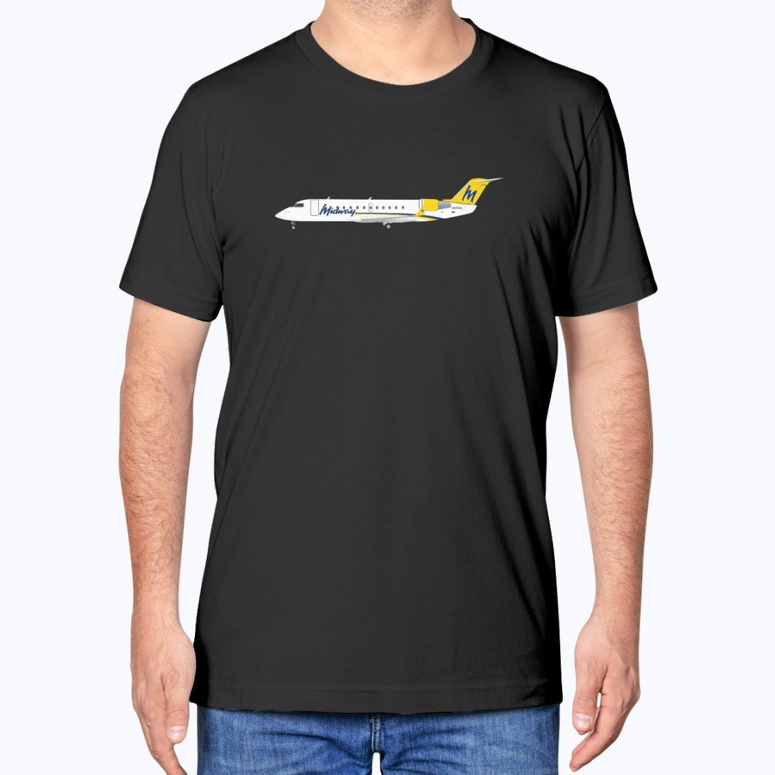 Midway Airlines CRJ Unisex T-Shirt - Black - Model