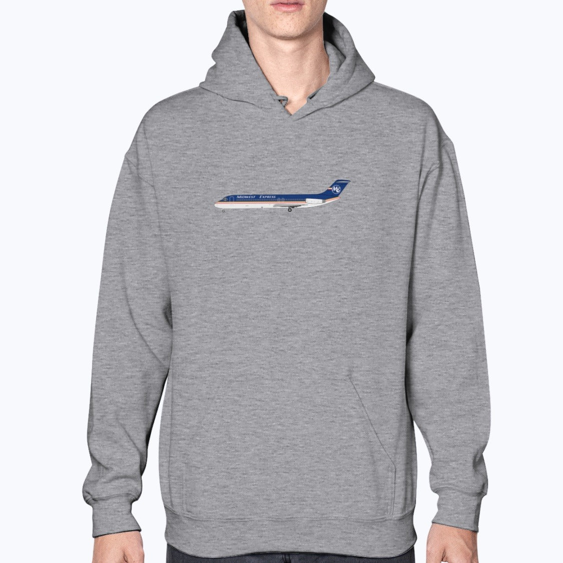 Midwest Airlines DC-9 Unisex Hoodie - Sport Grey - Model