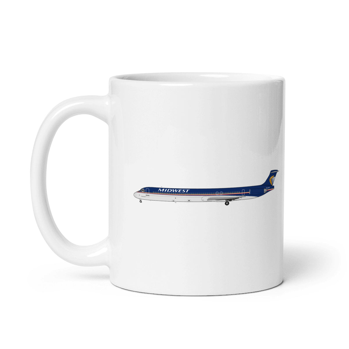 Midwest Airlines MD-88 Coffee Mug - White - 11 oz - Right