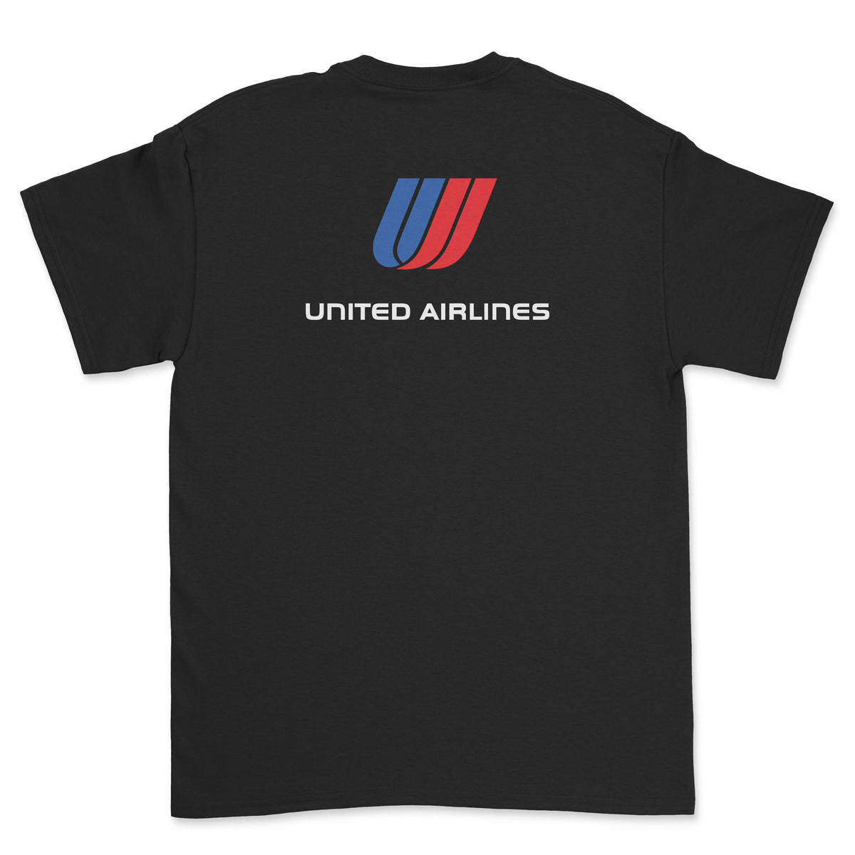 United Airlines Unisex T-Shirt Printed On The Back - Black
