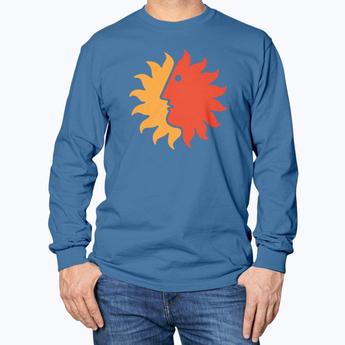 National Airlines Unisex Long Sleeve T-Shirt - Royal Blue - Model