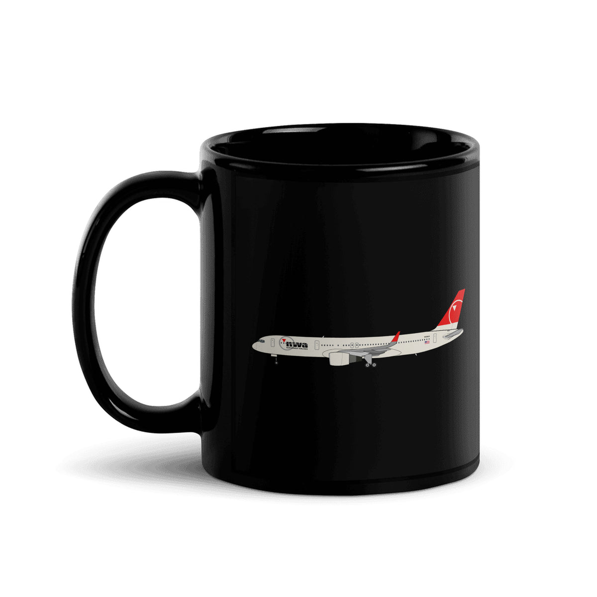 Northwest Airlines B757-200 Coffee Mug - Black - 11 oz - Right