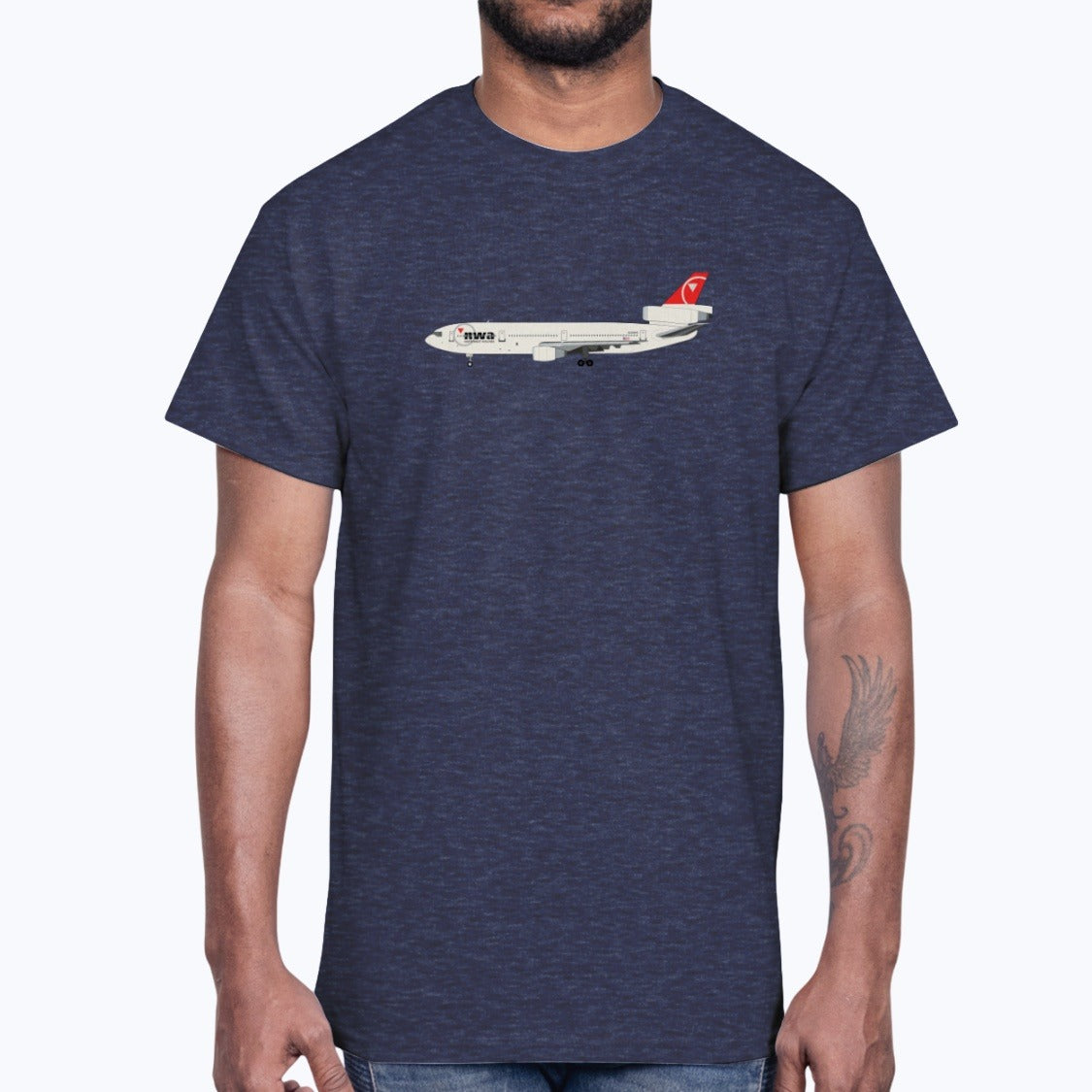 Northwest Airlines McDonnell Douglas DC-10 Unisex T-Shirt - Heather Navy - Model