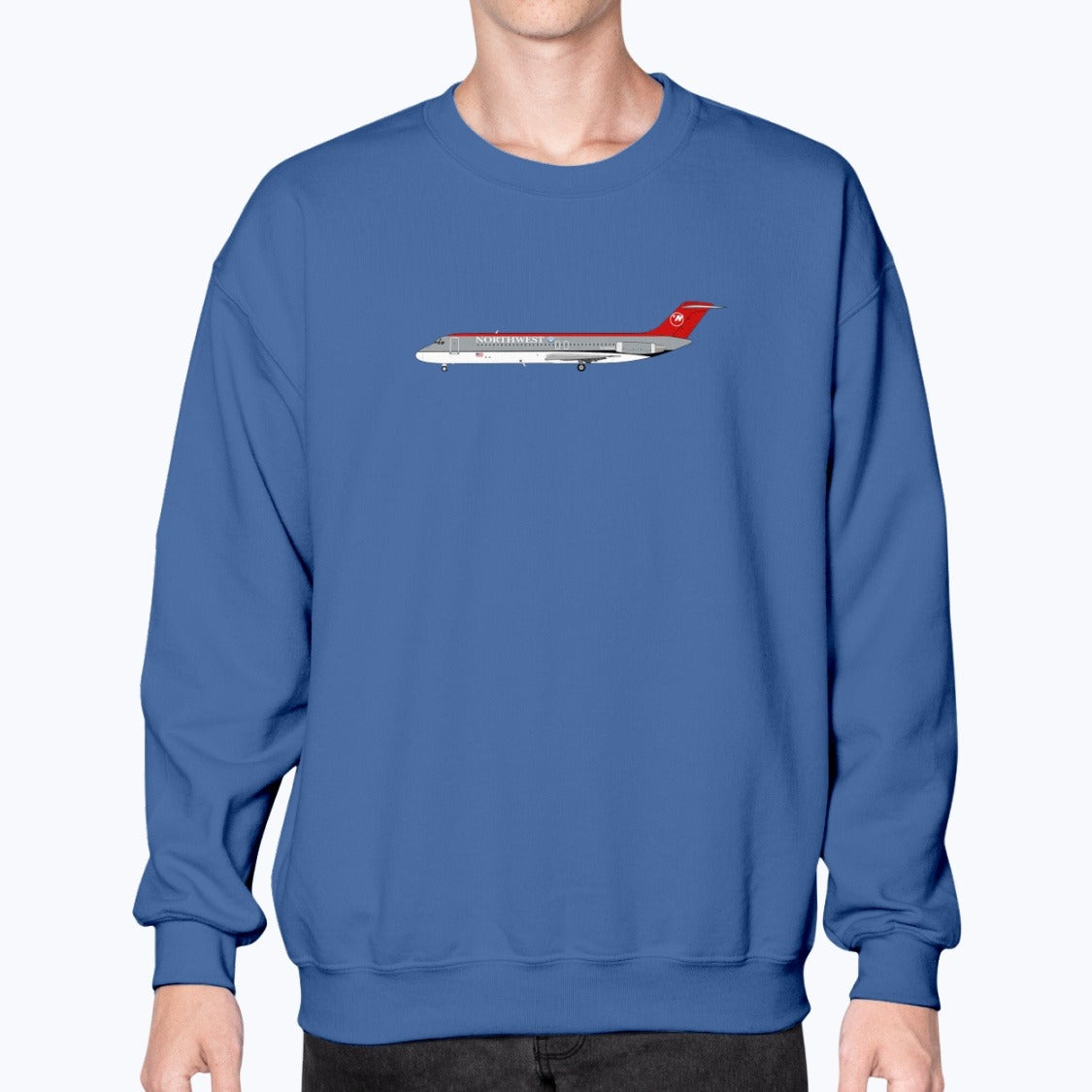 Northwest Airlines McDonnell Douglas DC-9 Unisex Sweatshirt - Royal Blue - Model