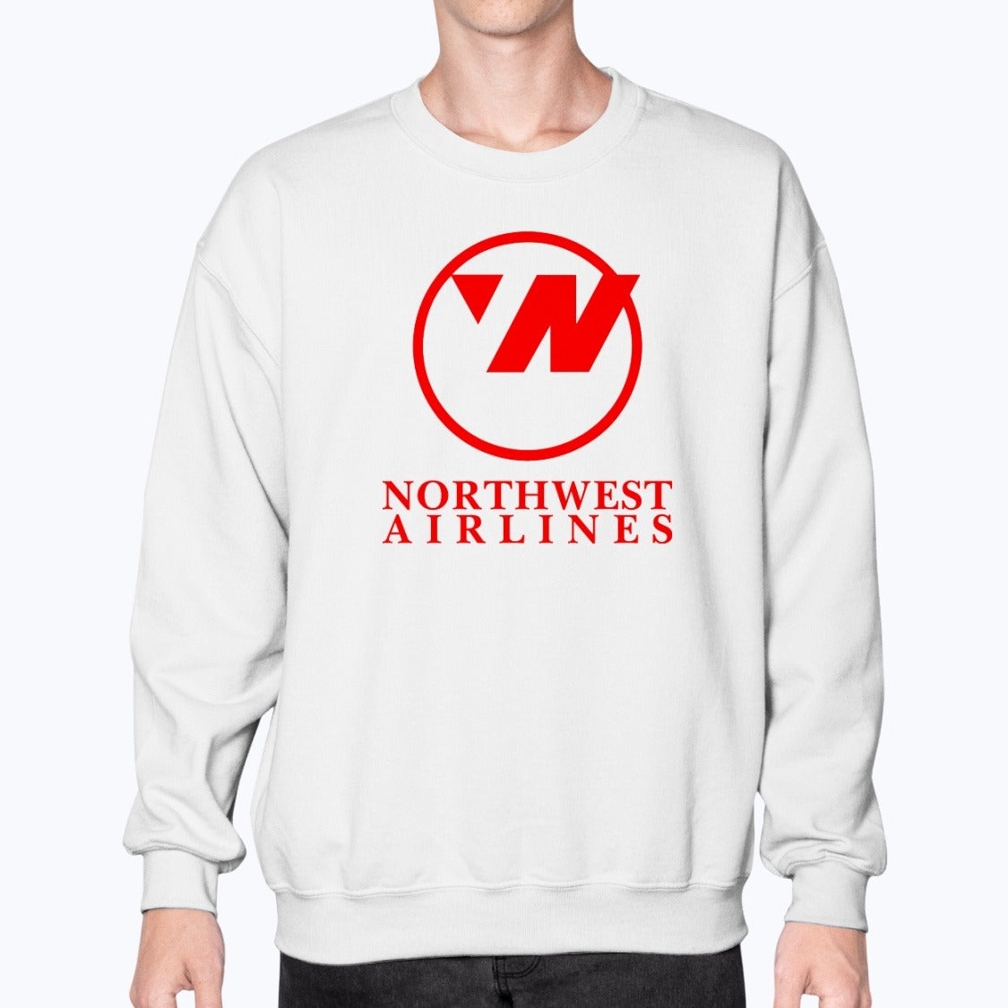 Northwest Airlines Unisex Sweatshirt - White - Model