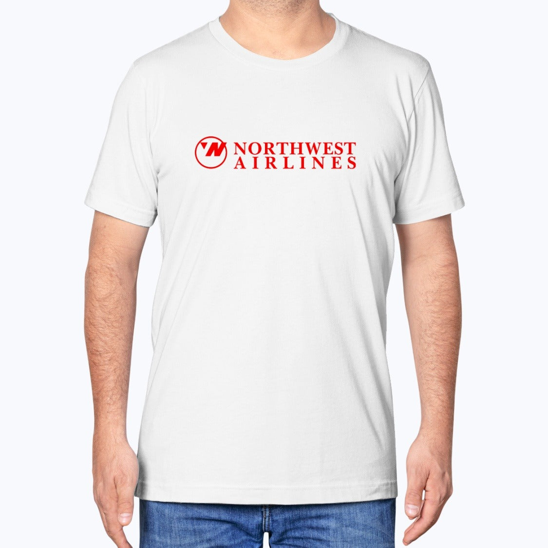 Northwest Airlines Unisex T-Shirt - White - Model