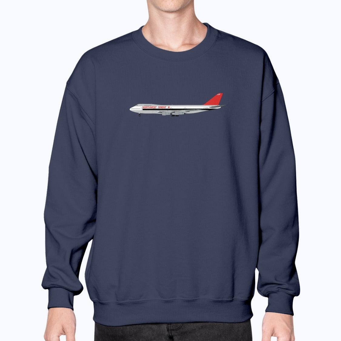Northwest Orient Airlines B747-200 Unisex Sweatshirt - Navy - Model