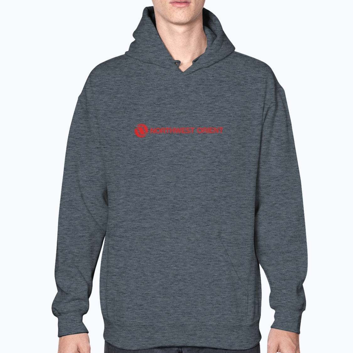 Northwest Orient Airlines Unisex Hoodie - Dark Heather - Model