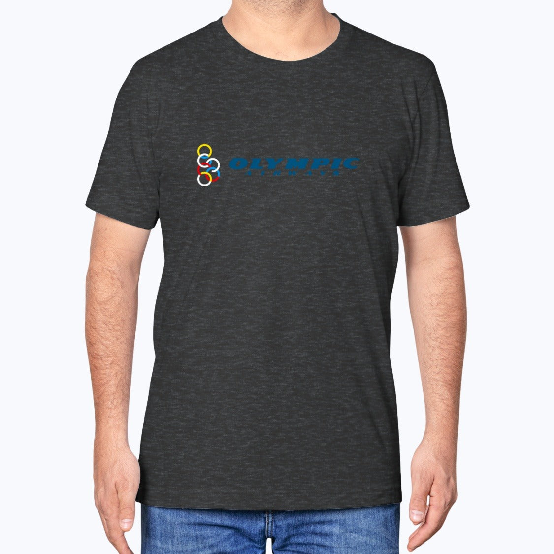 Olympic Airways Unisex T-Shirt - Dark Grey Heather - Model