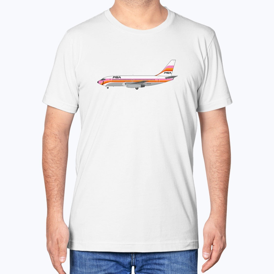 PSA Pacific Southwest Airlines B737-200 Unisex T-Shirt - White - Model