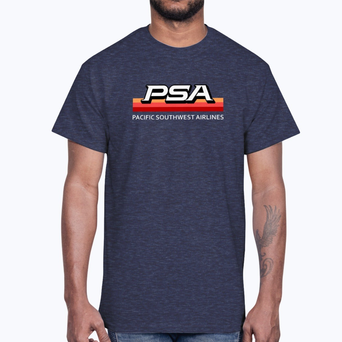 PSA Unisex T-Shirt - Heather Navy - Model