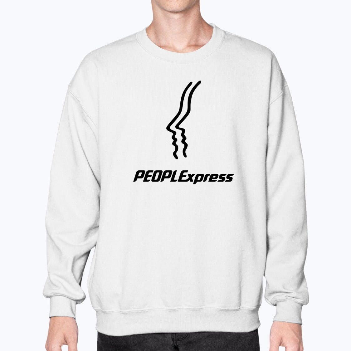 People Express Airlines Unisex Sweatshirt - White - Model