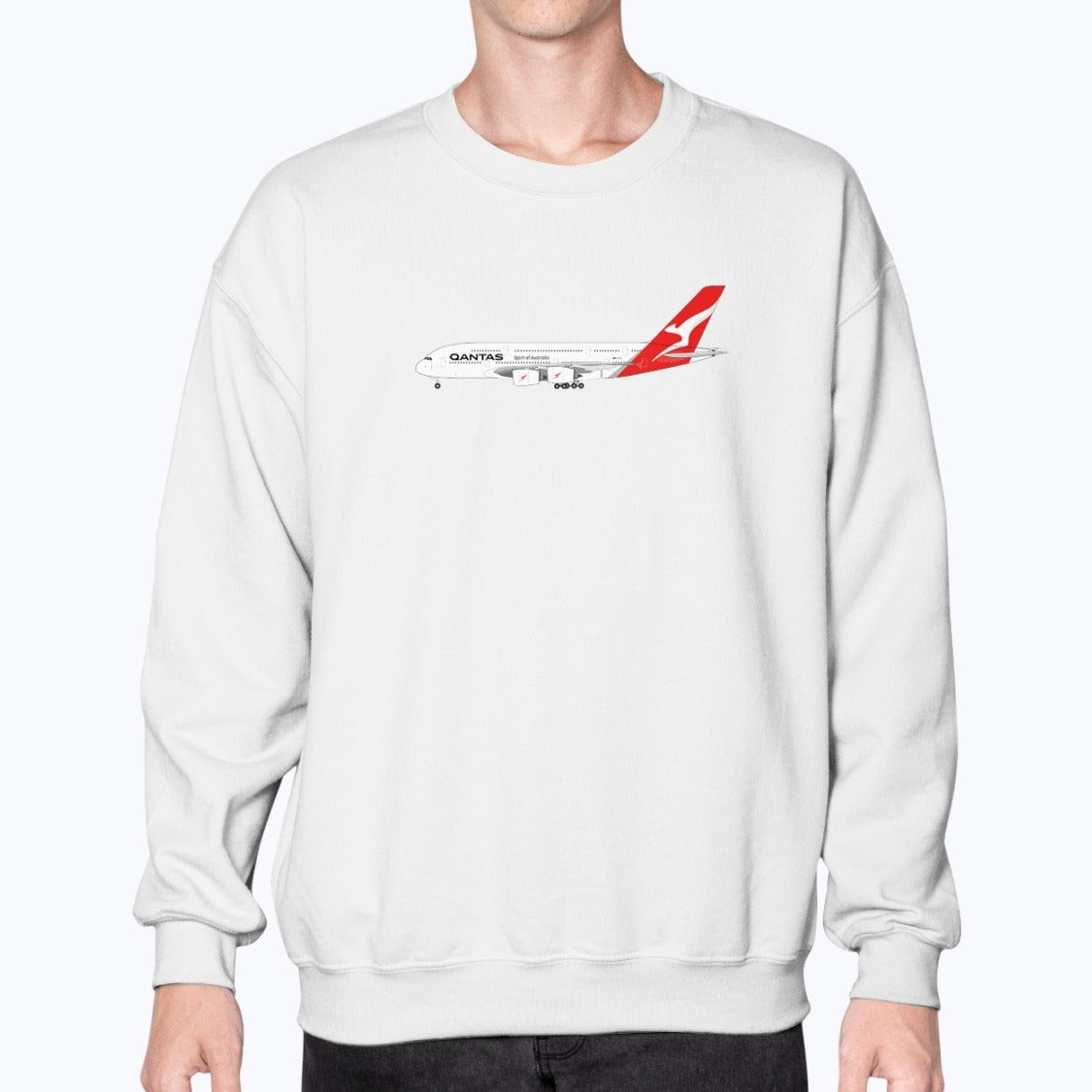 Qantas A380 Unisex Sweatshirt - White - Model