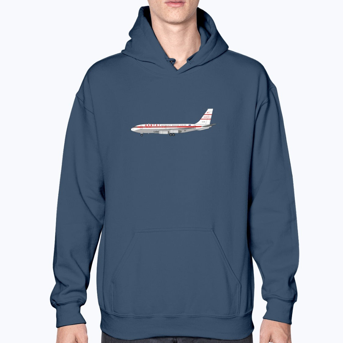 Qantas B707 Unisex Hoodie - Navy - Model