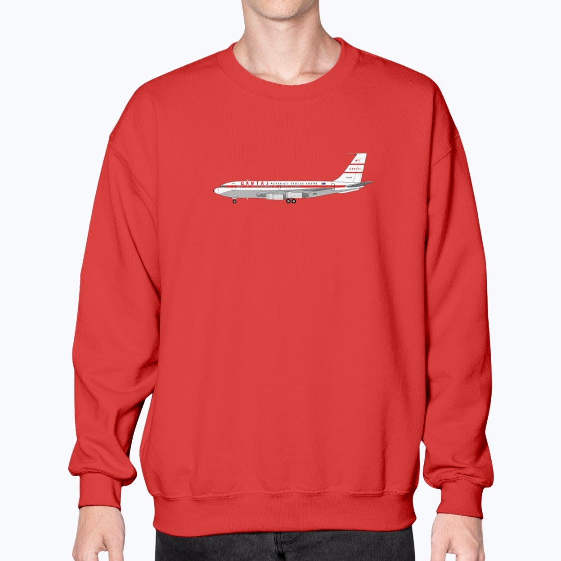 Qantas B707 Unisex Sweatshirt - Red - Model