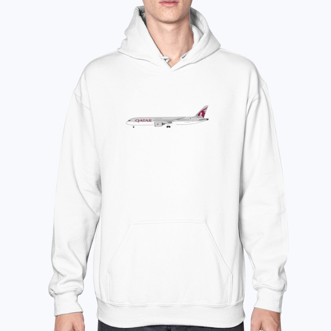 Qatar Airways B787 Unisex Hoodie - White - Model
