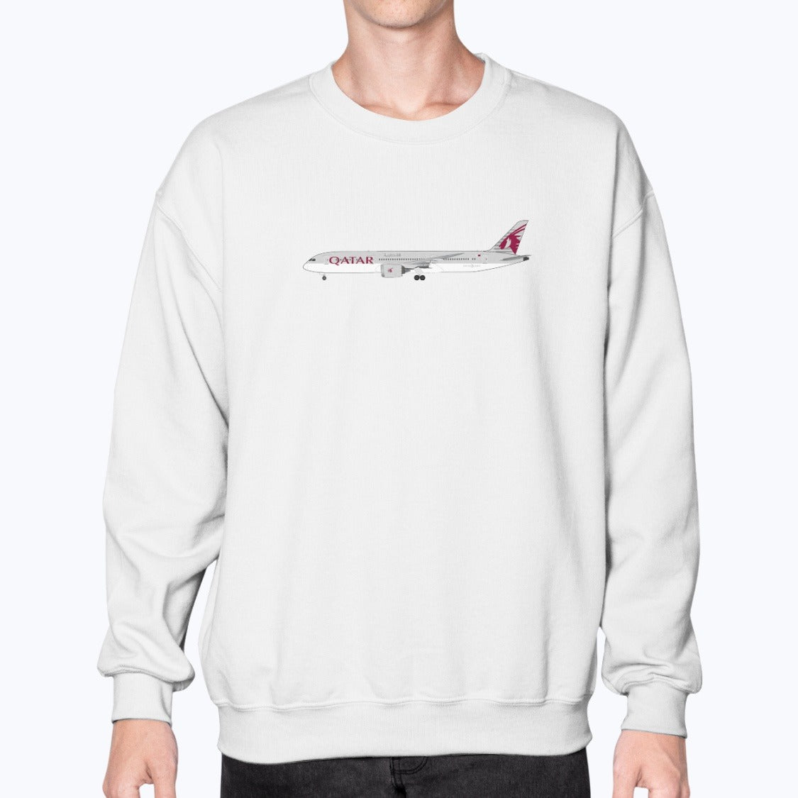Qatar Airways B787 Unisex Sweatshirt - White - Model