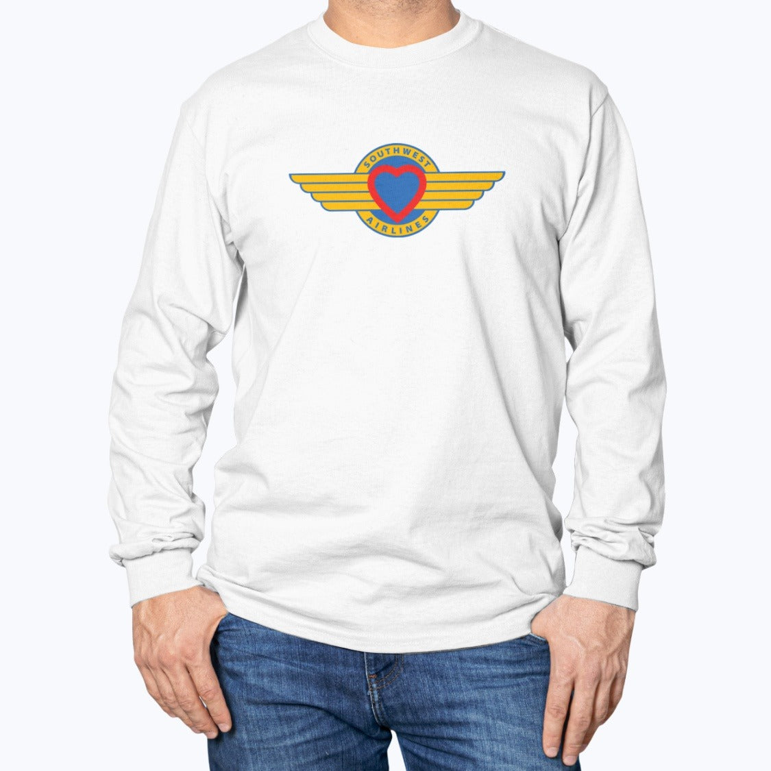 Southwest Airlines 1971 Unisex Long Sleeve T-Shirt - White - Model