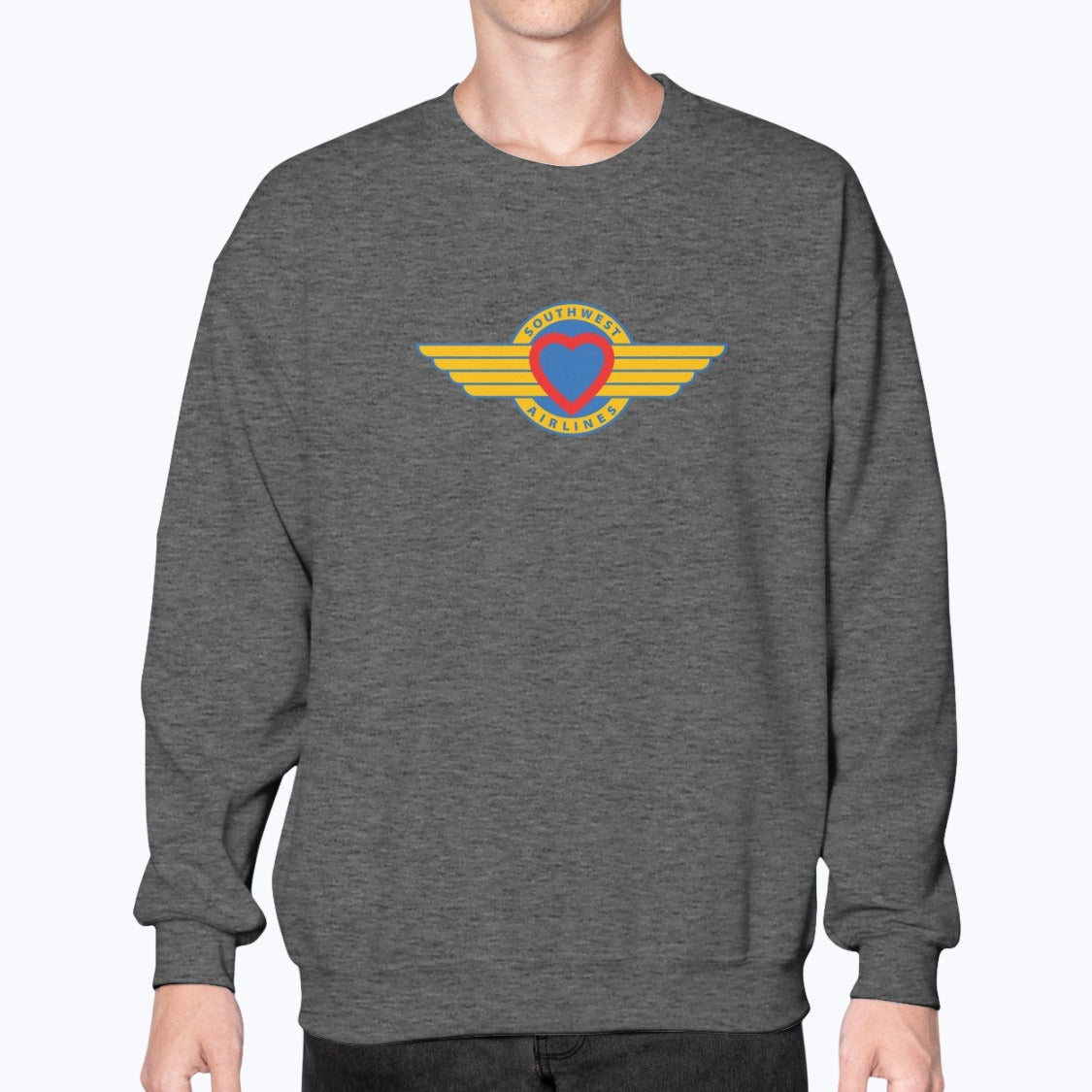 Southwest Airlines 1971 Unisex Sweatshirt - Dark Heather - Model