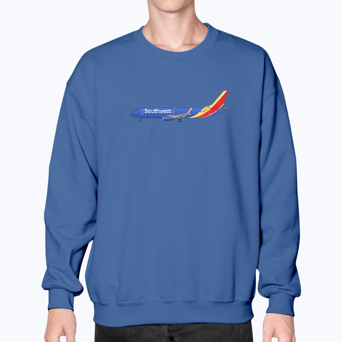 Southwest Airlines B737-800 Unisex Sweatshirt - Royal Blue - Model