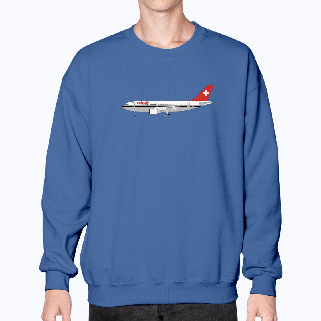 Swissair Airbus A310 Unisex Sweatshirt - Royal Blue - Model