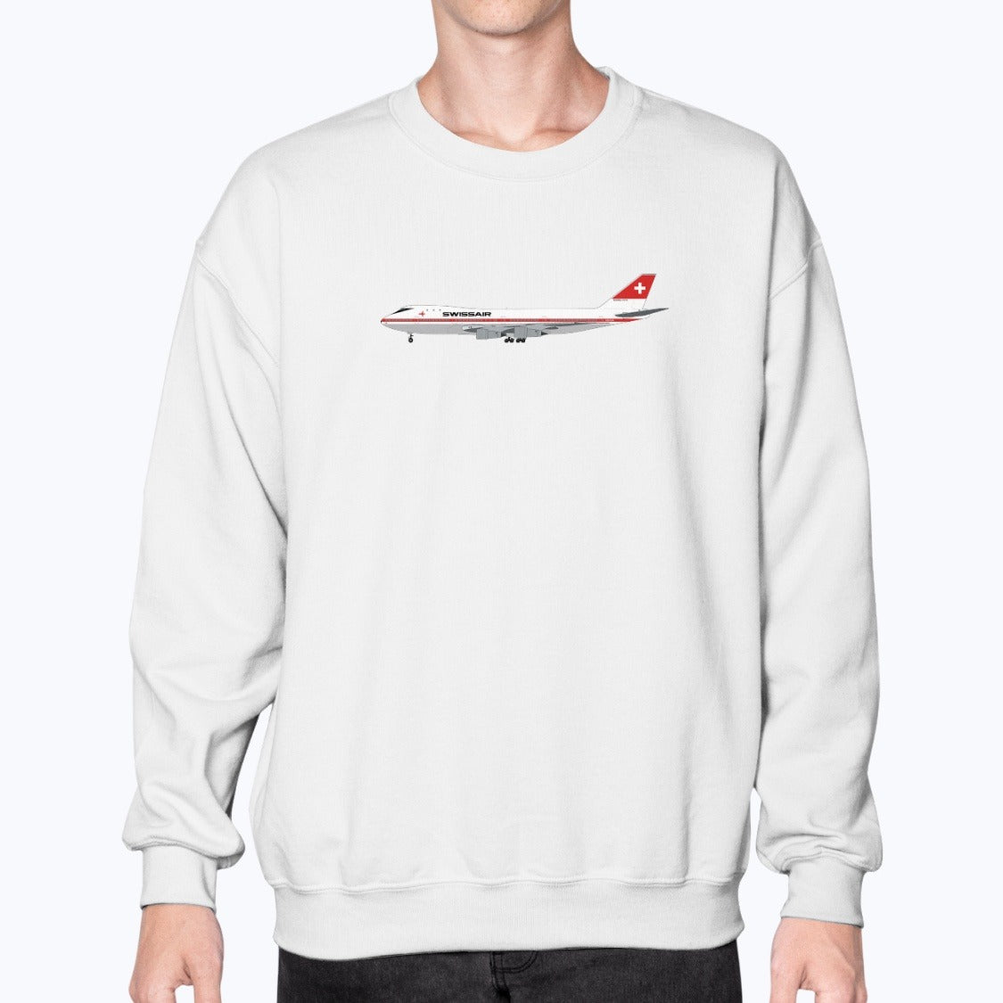 Swissair B747-200 Unisex Sweatshirt - White - Model