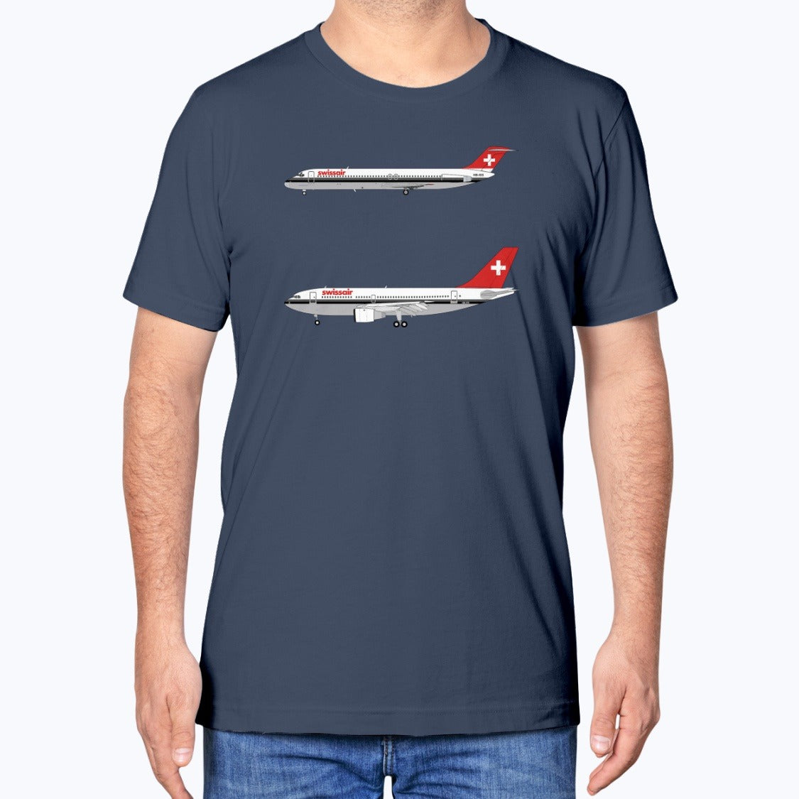 Swissair DC-9-51, Airbus A310 Unisex T-Shirt - Navy - Model