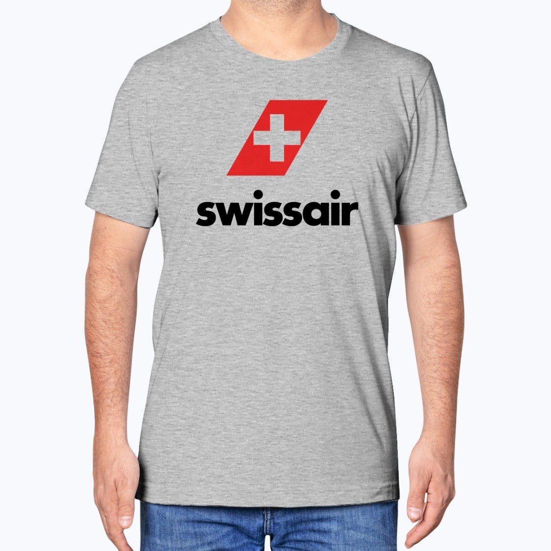 Swissair Unisex T-Shirt - Athletic Heather - Model