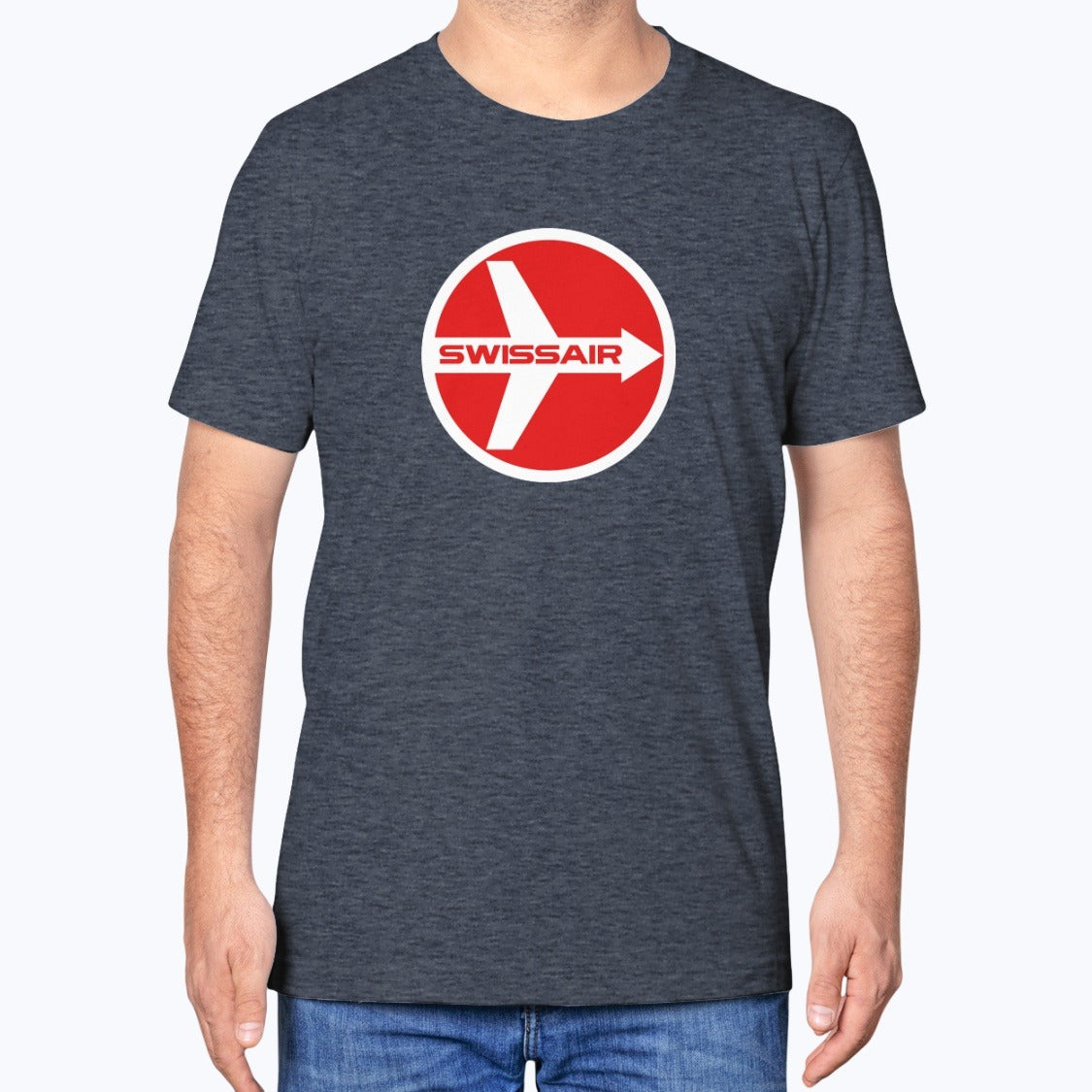 Swissair Unisex T-Shirt - Heather Navy - Model