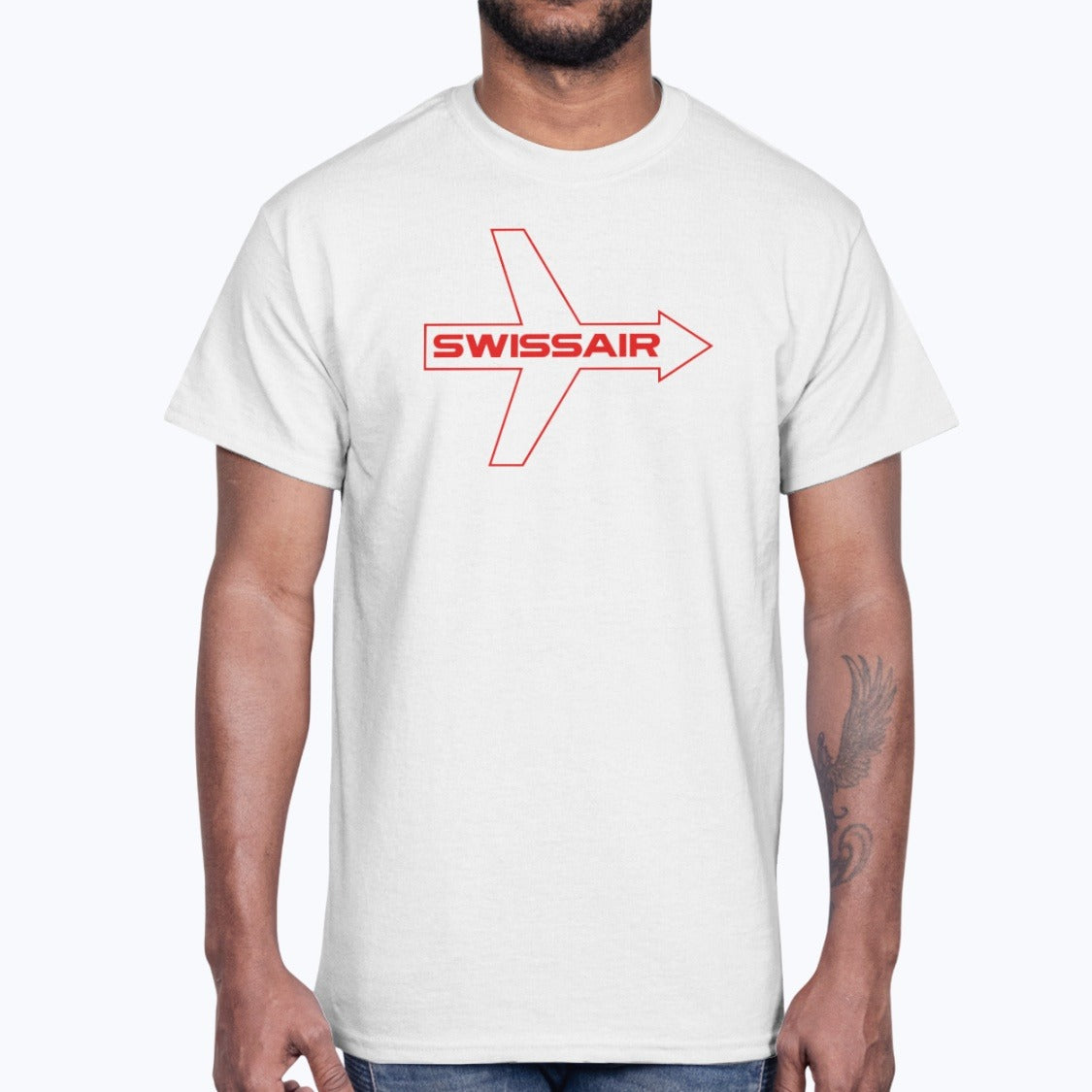Swissair Unisex T-Shirt - White - Model
