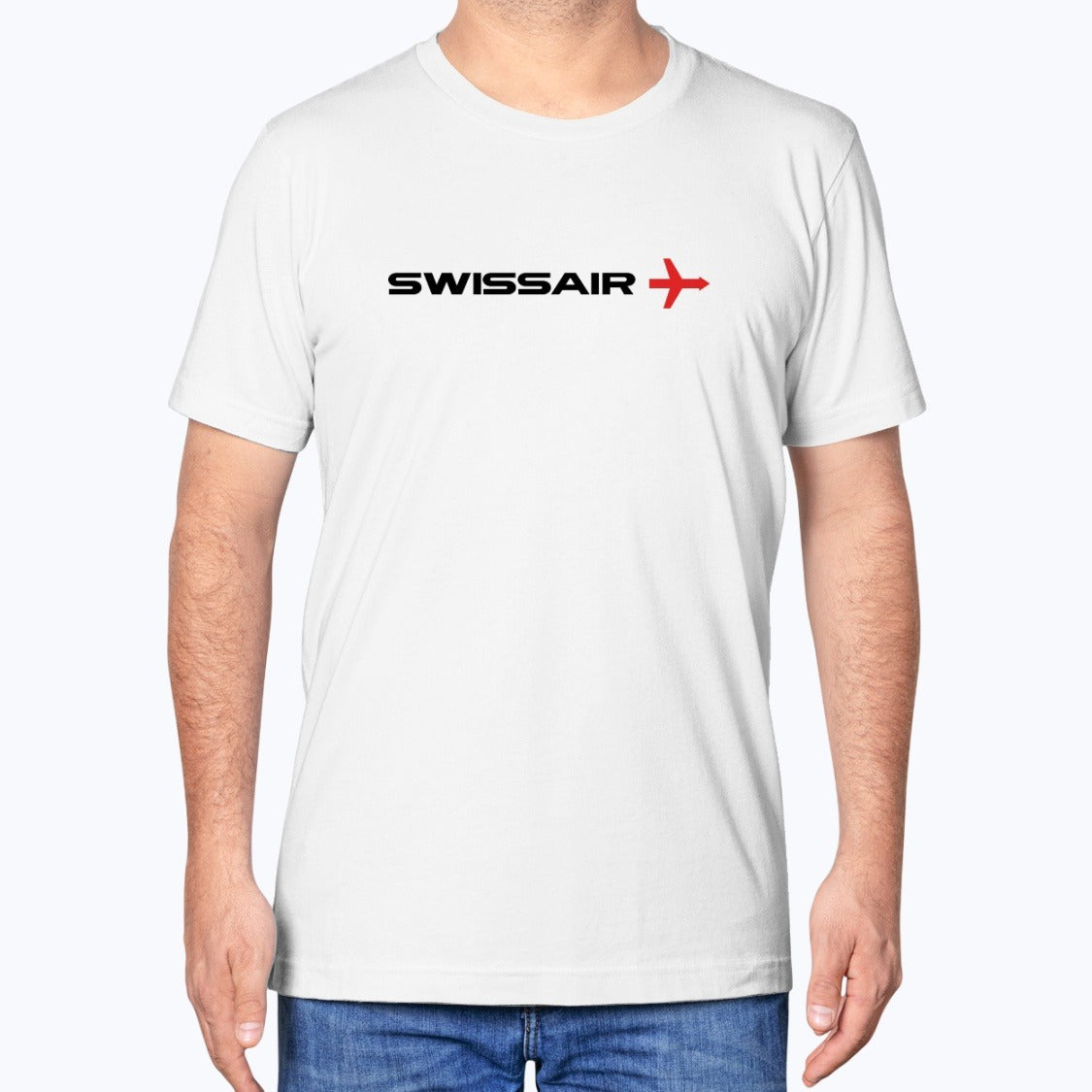 Swissair Unisex T-Shirt - White - Model