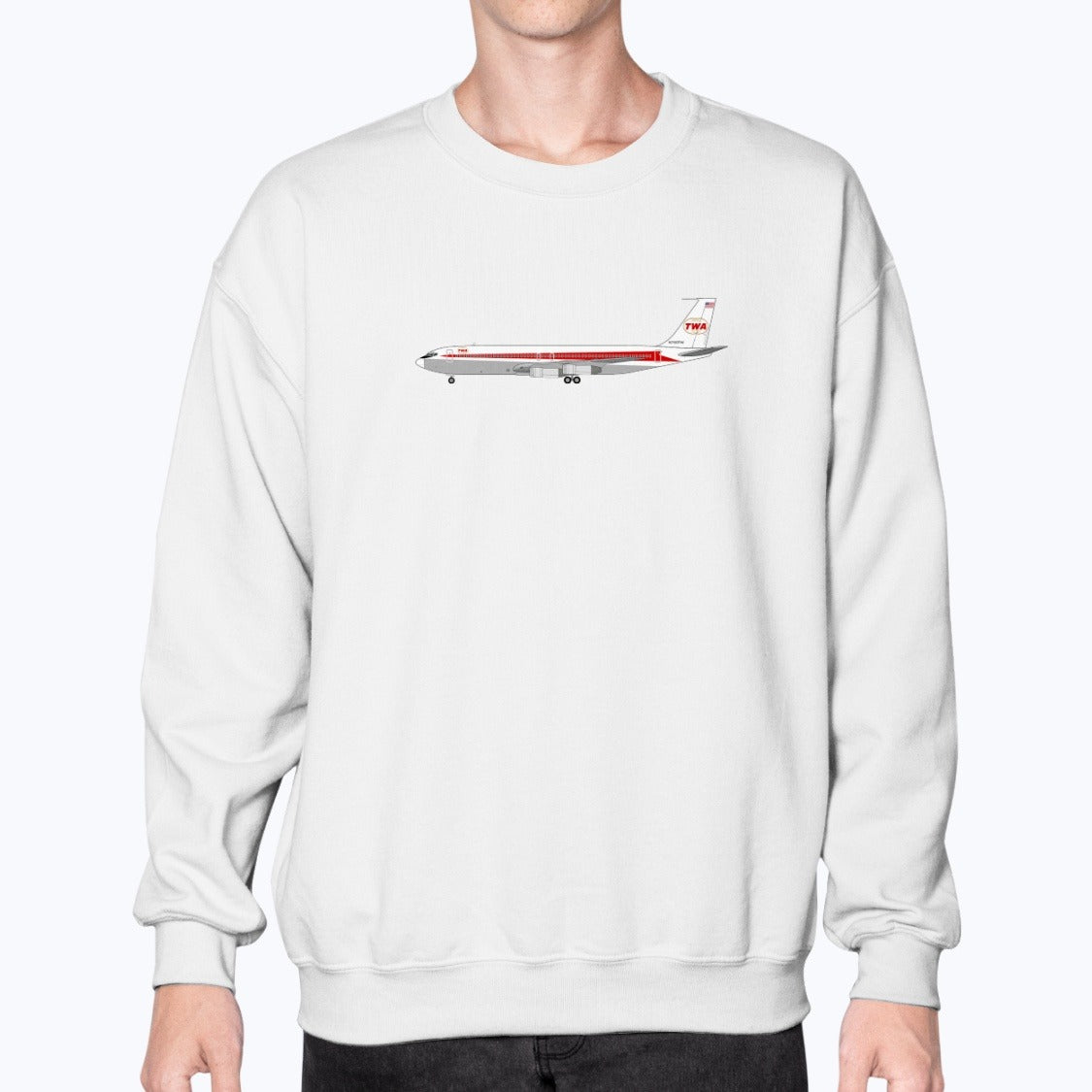 Trans World Airlines B707 Unisex Sweatshirt - White - Model