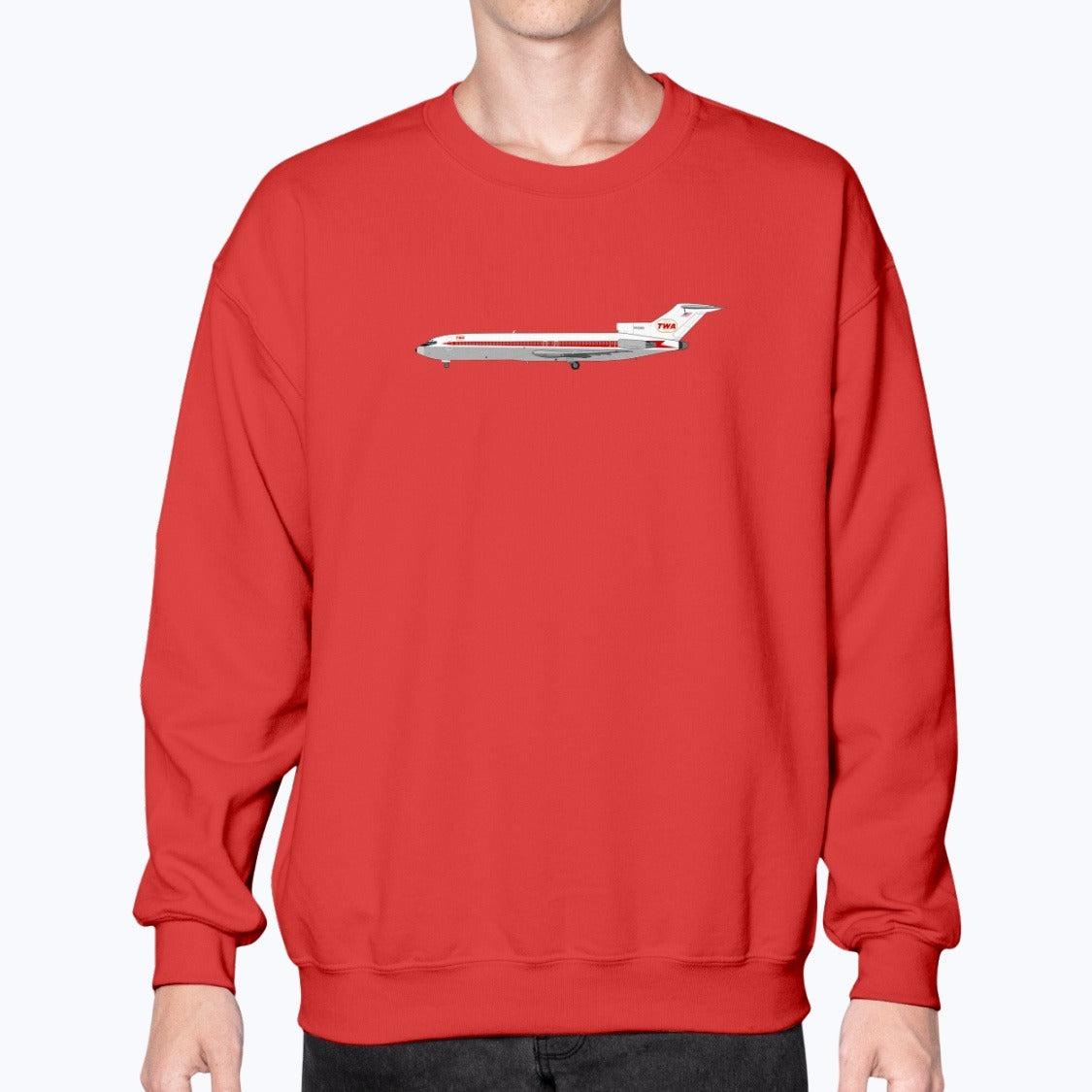 Trans World Airlines B727-200 Unisex Sweatshirt - Red - Model