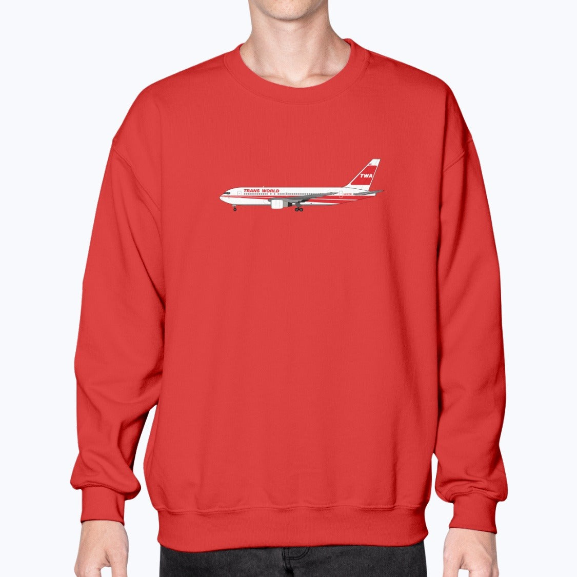 Trans World Airlines B767-200 Unisex Sweatshirt - Red - Model