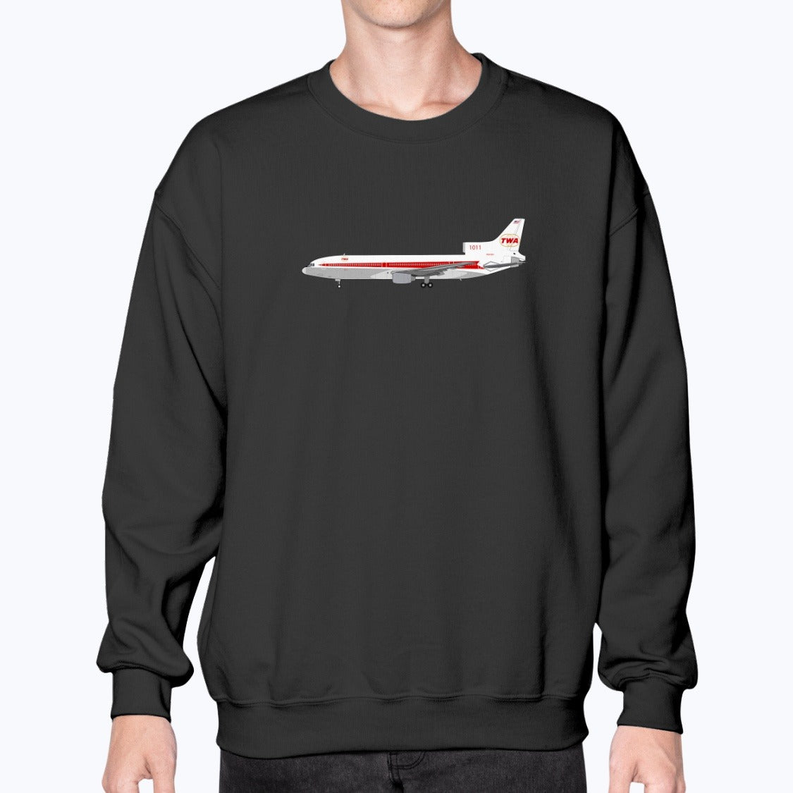 Trans World Airlines L-1011 Unisex Sweatshirt - Black - Model