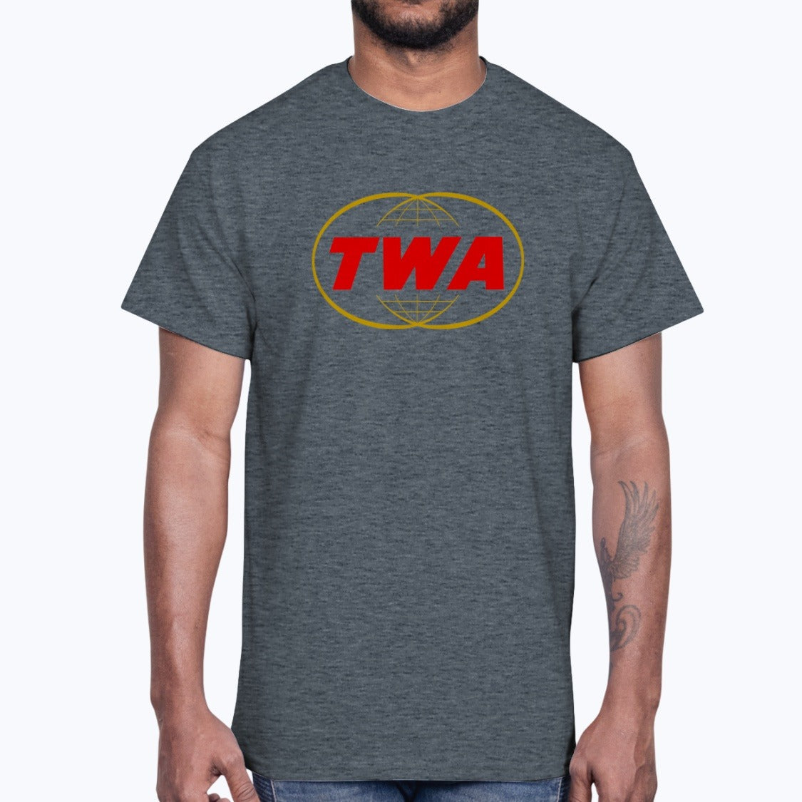 Trans World Airlines Unisex T-Shirt - Dark Heather - Model