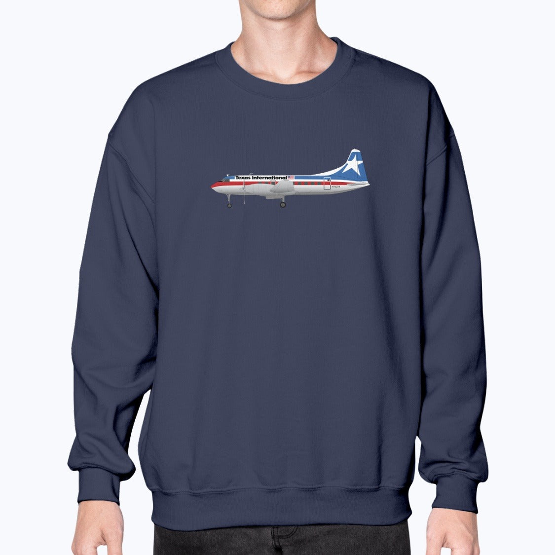 Texas International Airlines Convair CV-600 Unisex Sweatshirt - Navy - Model