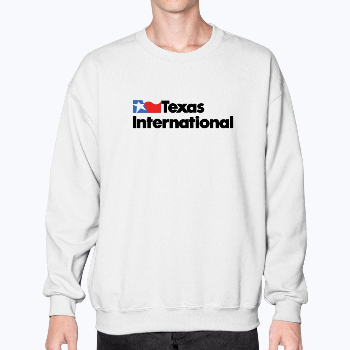 Texas International Airlines Unisex Sweatshirt - White - Model