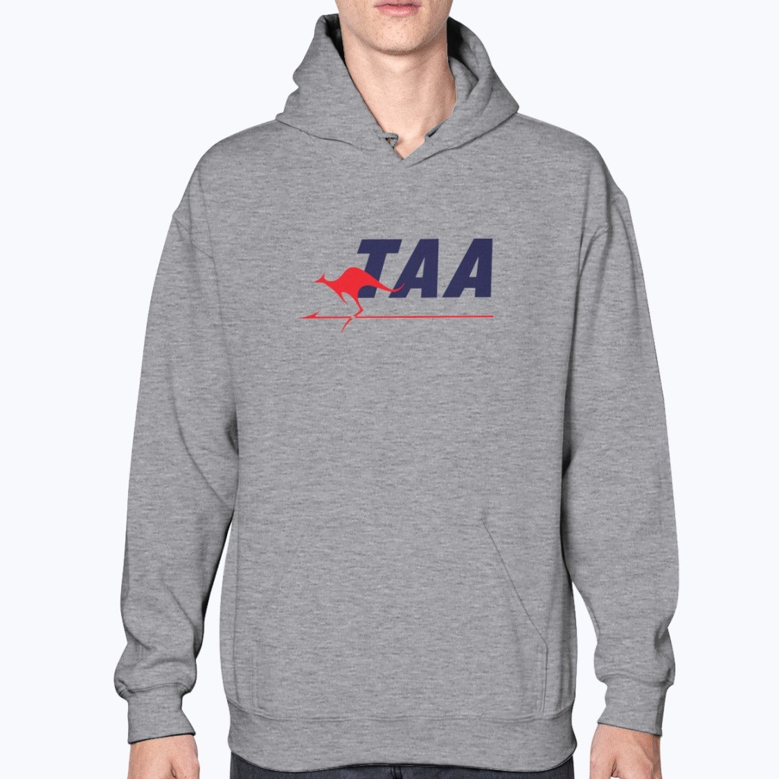 Trans Australia Airlines Unisex Hoodie - Sport Grey - Model